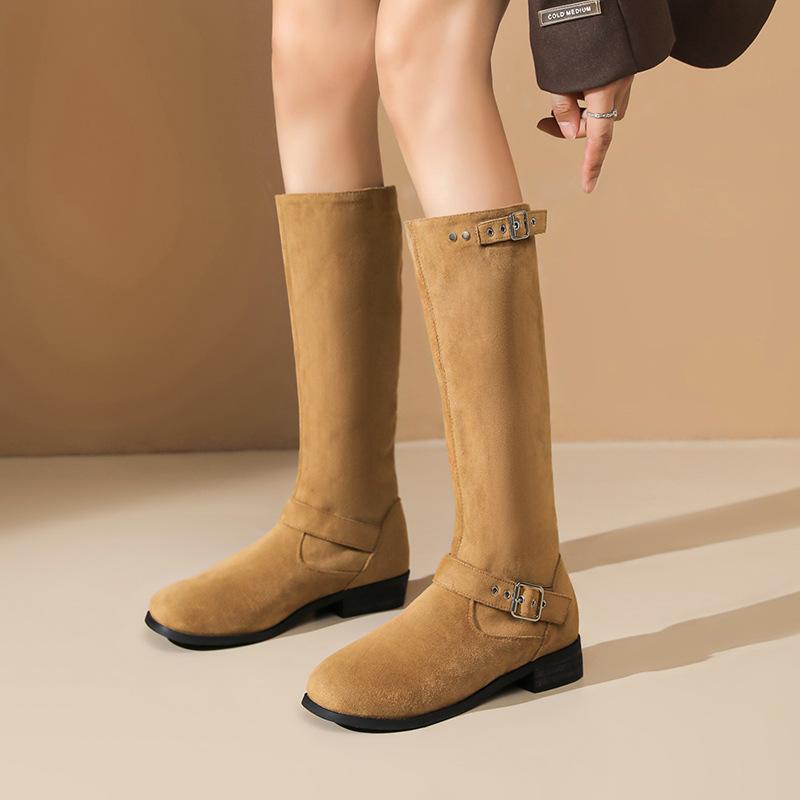 Augustine long Martin boots women's 2025 autumn and winter new models but knee suede thick leg long boots tall knight boots