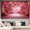 2D Enchanted Red Hanging Hearts Backdrop with Bokeh Lights