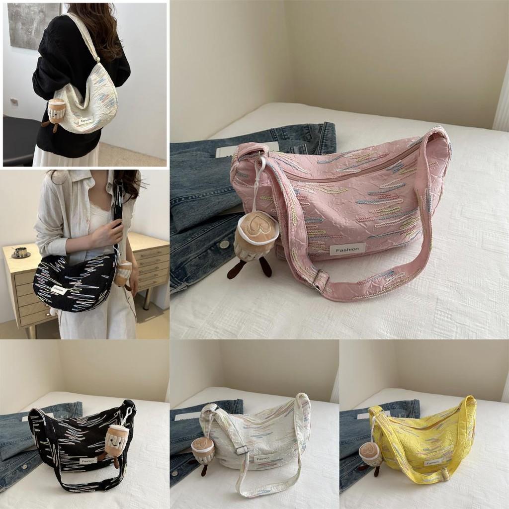 Large Capacity Summer 2024 Trendy Canvas Tote Bag Fashionable Street Style Shoulder Bag