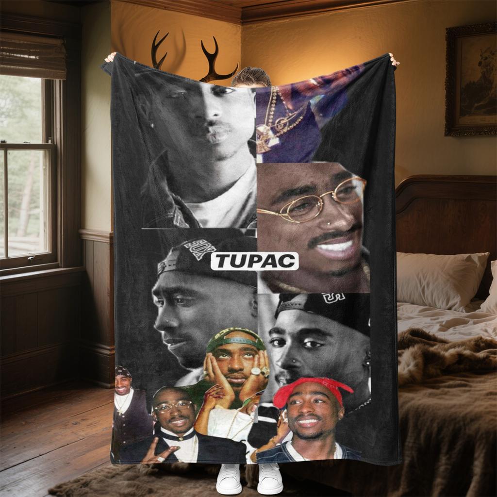 Tupac's  Plush Blanket Soft Comfortable All Seasons Perfect Gift Couch Office Nap Outdoor Travel Blanket