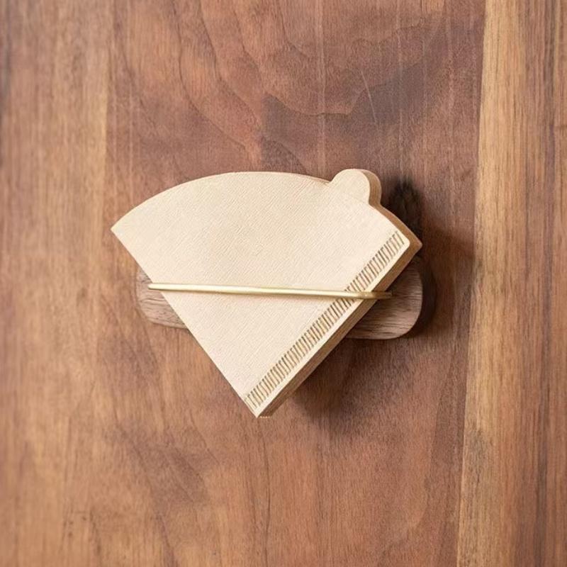 Walnut Wood Coffee Filter Paper Holder Espresso Drip Paper Storage Rack V Shape Strainer Paper Dispenser Coffee Tool