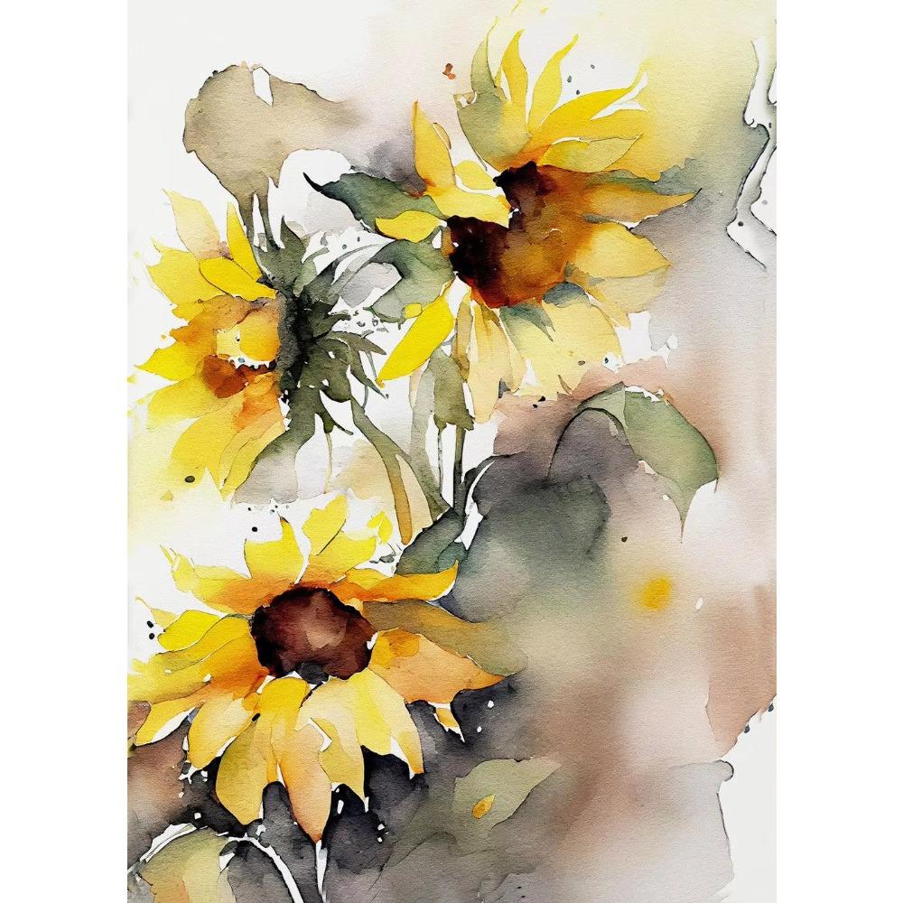 Zonnebloem Stilleven Aquarel Schilderij Natuur Poster Canvas Olieverf Schilderij Prints Muurschildering Woonkamer Huis Decoratie