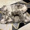 Total Length 65cm Rabbit Short-Length Coat Jacket Real Fur Size F (Equivalent to L) Beige White Silver Gray
