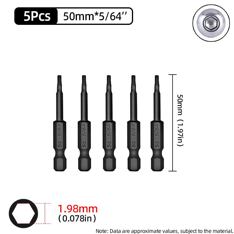 50mm hexagonal șurubelniță biți Imperial magnetică hexagonală Allen cheie burghiu biți inch 5/64-5/16 șurubelniță burghiu electric scule de mână