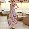 U-Neck Floral Sleeveless Women's Dress Lightweight Flowy,Loose Fit,Versatile for Beach Vacation,Daily Casual,Travel Photos