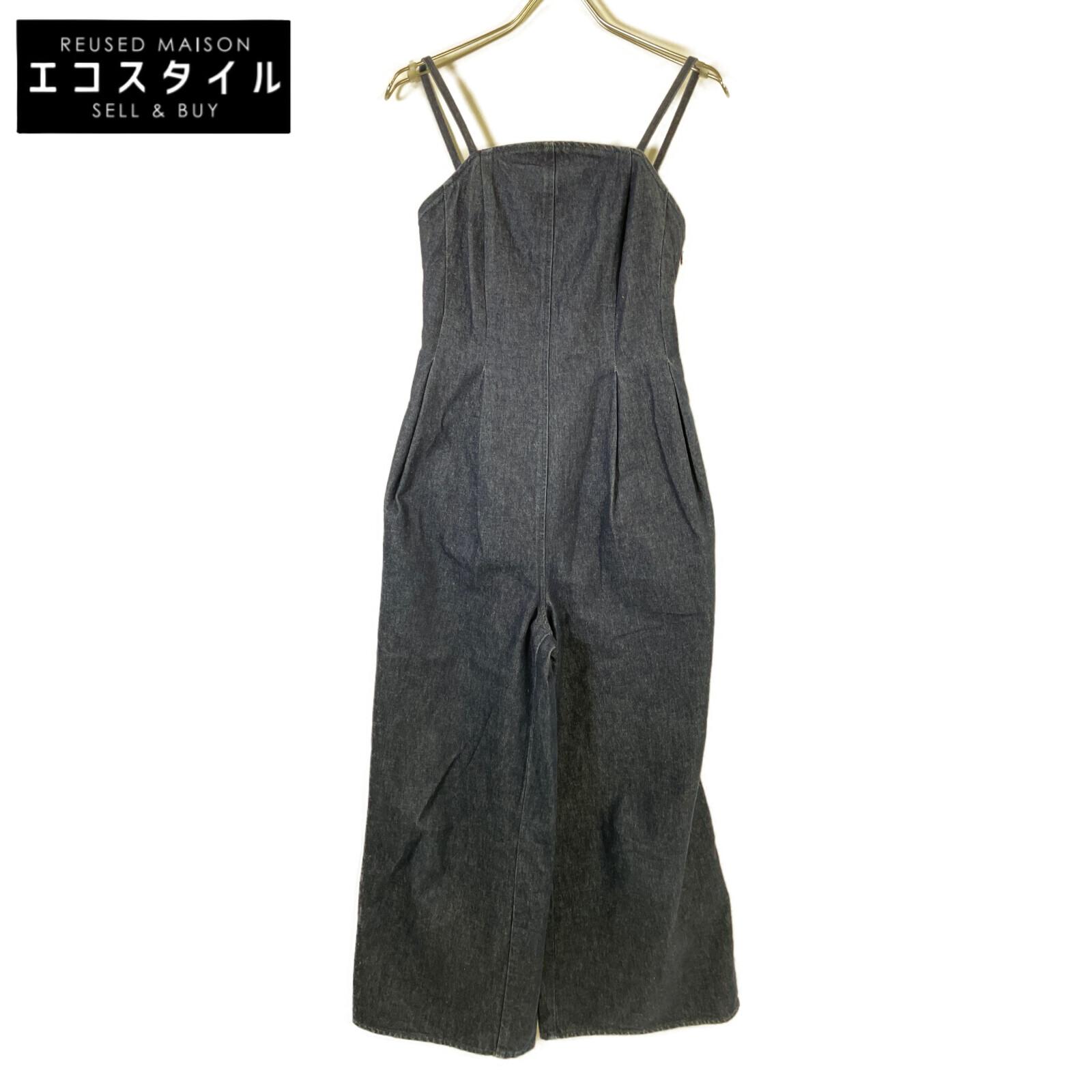 

CLANE 12111-7342 Индиго Свободный комбинезон из денима с круглым вырезом Низ O Индиго Поношенный