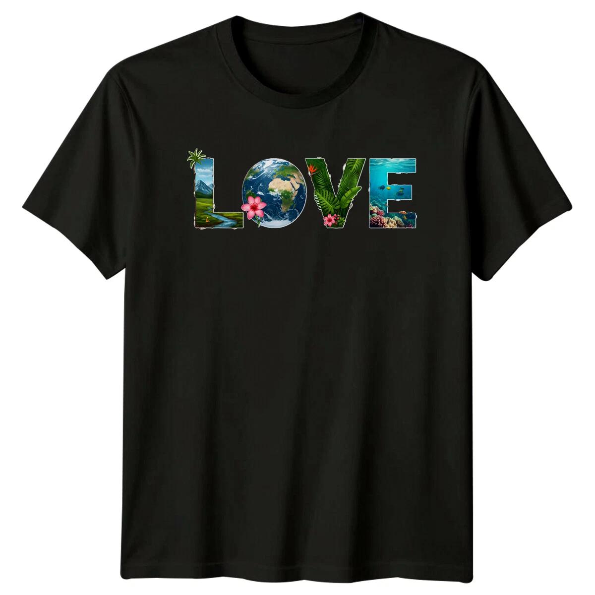 Love Earth Day T-Shirt Nature Save World Ocean Plant Graphic Tee XXL