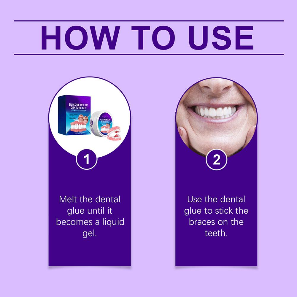 Silicone Denture Set Denture Silicone Reline Kit for Securing Upper and Lower Dentures Soft Denture Reline Kit for Men and Women