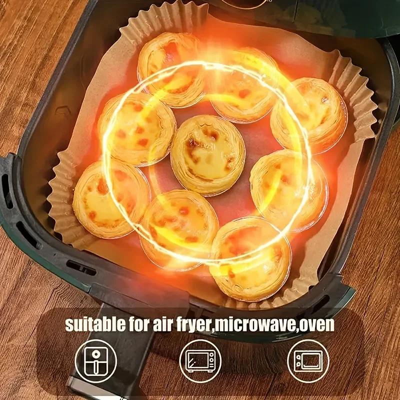 100/50pcs Non-Stick Air Fryer Disposable Paper Liners,Compatible with Most Air Fryer Models,Baking Sheets for Baking,Frying Food