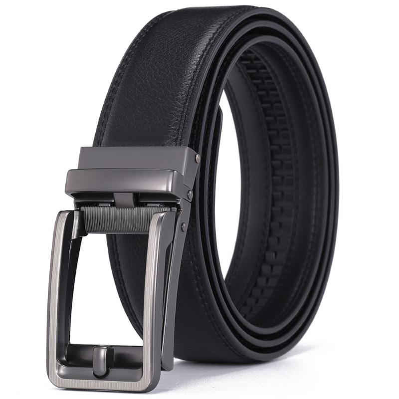 Popular, white automatic button head men's leather belt, men's fashion casual pants belt