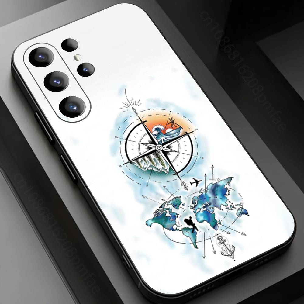 Compass Phone case for Samsung Galaxy S24,25,26,23 22,21,S20 Plus Ultra FE soft fundas cases