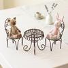 1/3Pcs Dollhouse Garden Display Ornament Prop Accessory Miniature Table Chair Model Tiny Home Decor Iron Furniture