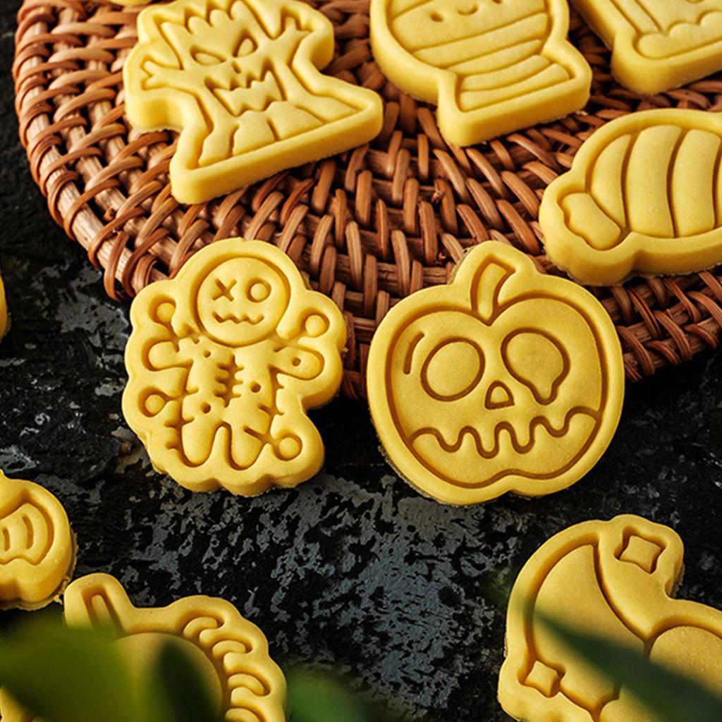 Biscuit Cookie Plunger Cutters Sugarcraft Cake Decorating Tools Halloween Themed Cookie Cutter Set Easy To Clean Durable