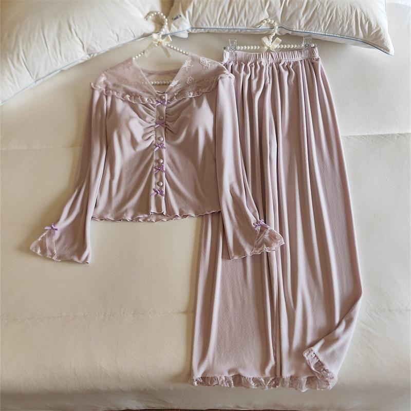 Damen Trendiger Herbst/Winter Pyjama mit Brustpolstern - Gemütliche, elegante und stilvolle Fleece-Homewear