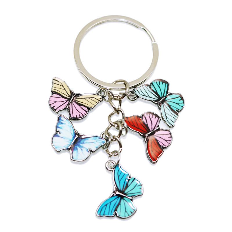 Cute Colorful Butterfly KeyChains Bag Charm Cell Phone Accessory Preppy Schoolbag Pendant Key Rings Christmas Xmas Jewelry Gifts