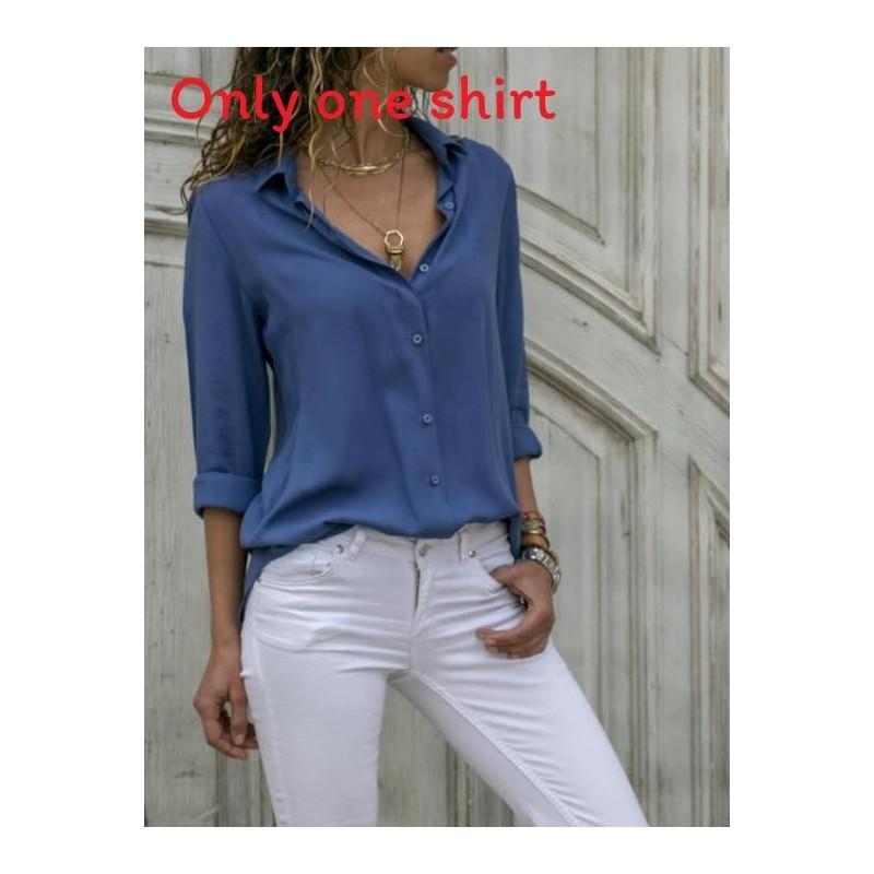 Womens Long Sleeve V Neck Button Chiffon Blouse With Cotton Polyester For Office Casual Wear