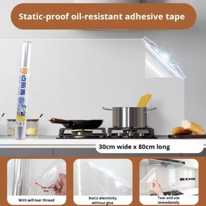 Waterproof Transparent Kitchen Oil Proof Wallpaper Electrostatic Protector Film Heat Resistant Removable Wall Covering 5PCS
