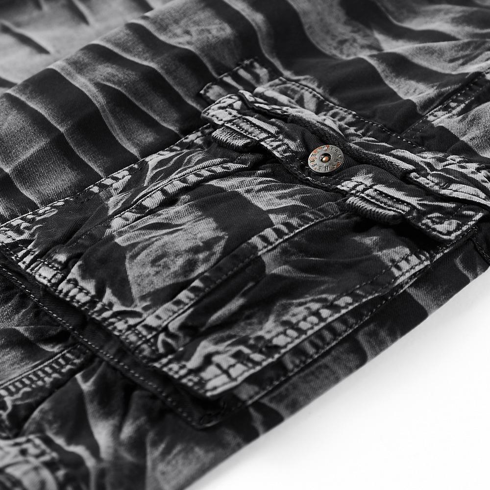 Men's Large Camouflage Cotton Work Shorts, WWII-Style Multi-Pocket Pants for Outdoor Training