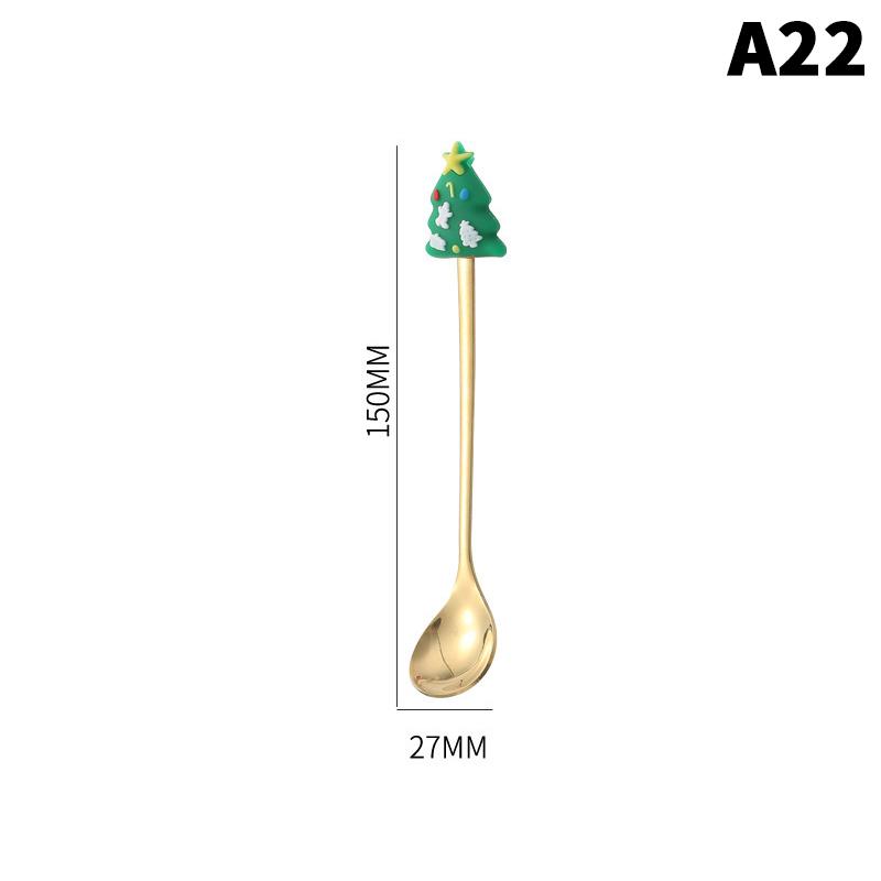 1/2/4/6 Stück Edelstahl Löffel Weihnachts Dessertlöffel Kuchengabel Cartoon Weihnachtsbaum Elch Löffel Gabel Weihnachtsgeschenkbox