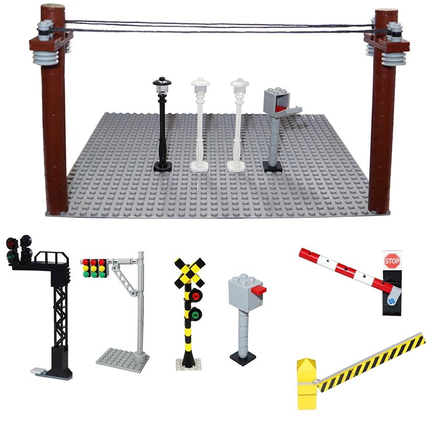 Non-Toxic Moc City Traffic Lights Road Signs Roadblock Signal Light Speed Limit Diy Building Block Scene Construction Minifigs Accessories