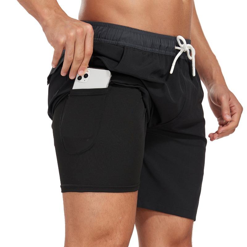 

Summer Men s Quick Dry Athletic Shorts with Inner Liner and Drawstring Waist S