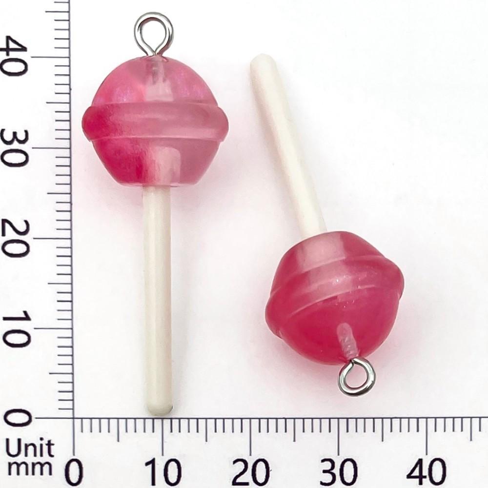 10-Color Transparent Resin Glitter Lollipop Charms for DIY Jewelry Making