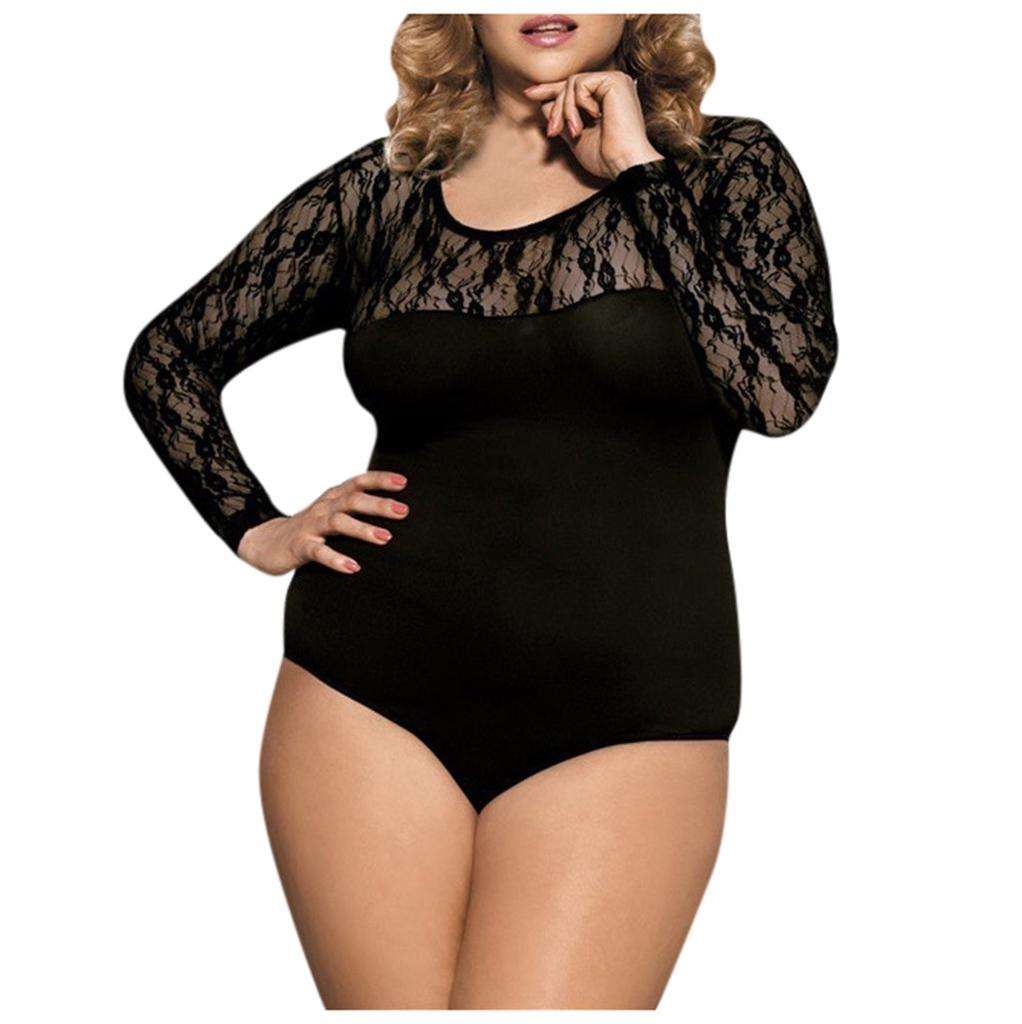 Women Lingerie  Bodysuit Sleepwear Nightwear Sheer Mesh Leotard