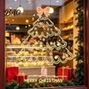 Waterproof Glass Stickers Christmas Tree Window Sticker, Simple Line Static Cling Decal, Reusable Clings Removable Festive PVC Decal for Holiday Home