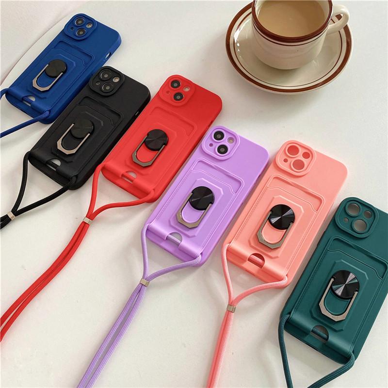 

Crossbody Lanyard Кошелек Держатель карты Мягкий чехол для Redmi Note 11 Pro 10 Pro Poco X3 Samsung S22 Ultra A53 5G A52S 5G iPhone 13 Кольцо Держатель Крышка подставки
