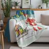 Christmas Throw Blanket Cozy Reindeer Santa Claus Holiday Flannel Soft Warm Festive Gift Decor Home Living Room Bedroom