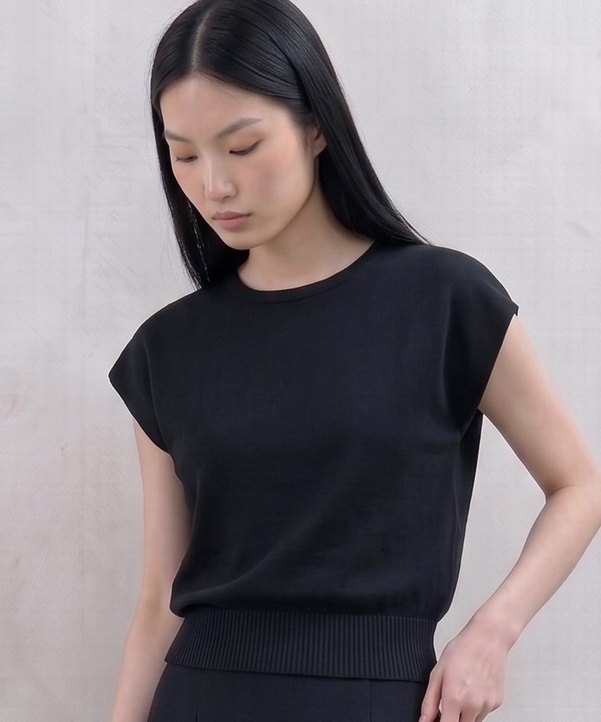 KIMDOH Arlo Ribbed Round Cap Top Black
