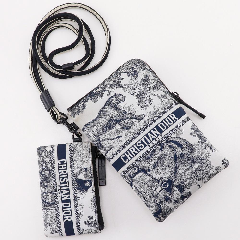 Dior Dior Travel Multifunction Shoulder Bag Toile de Jui Pouch Black / white Nylon Women Used
