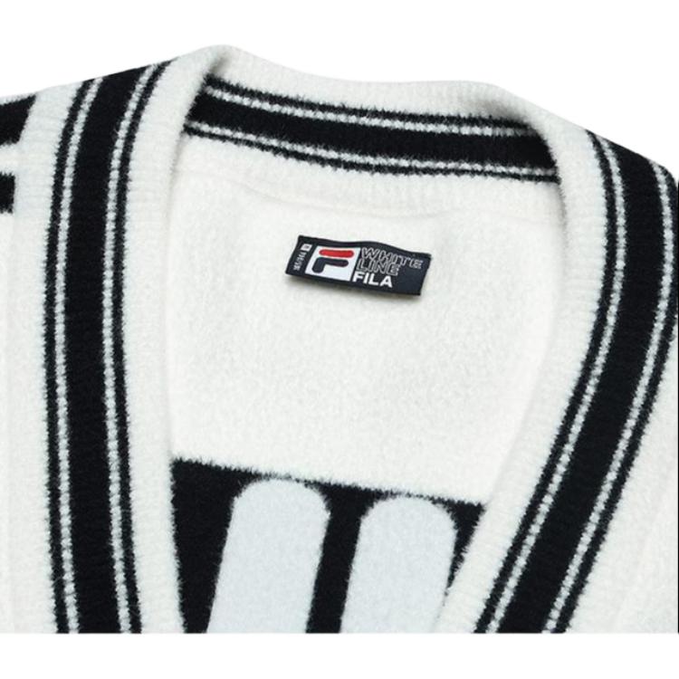 FILA Original Casual Versatile Color Block Knit Top Women tops White F11W349406F-WT