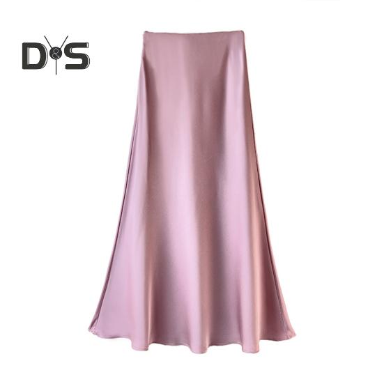 Fustă lungă pentru femei, talie înaltă elastică, suprafață netedă, coadă de pește, cu fermoar lateral, culoare solidă, respirabilă, fără urme, fustă