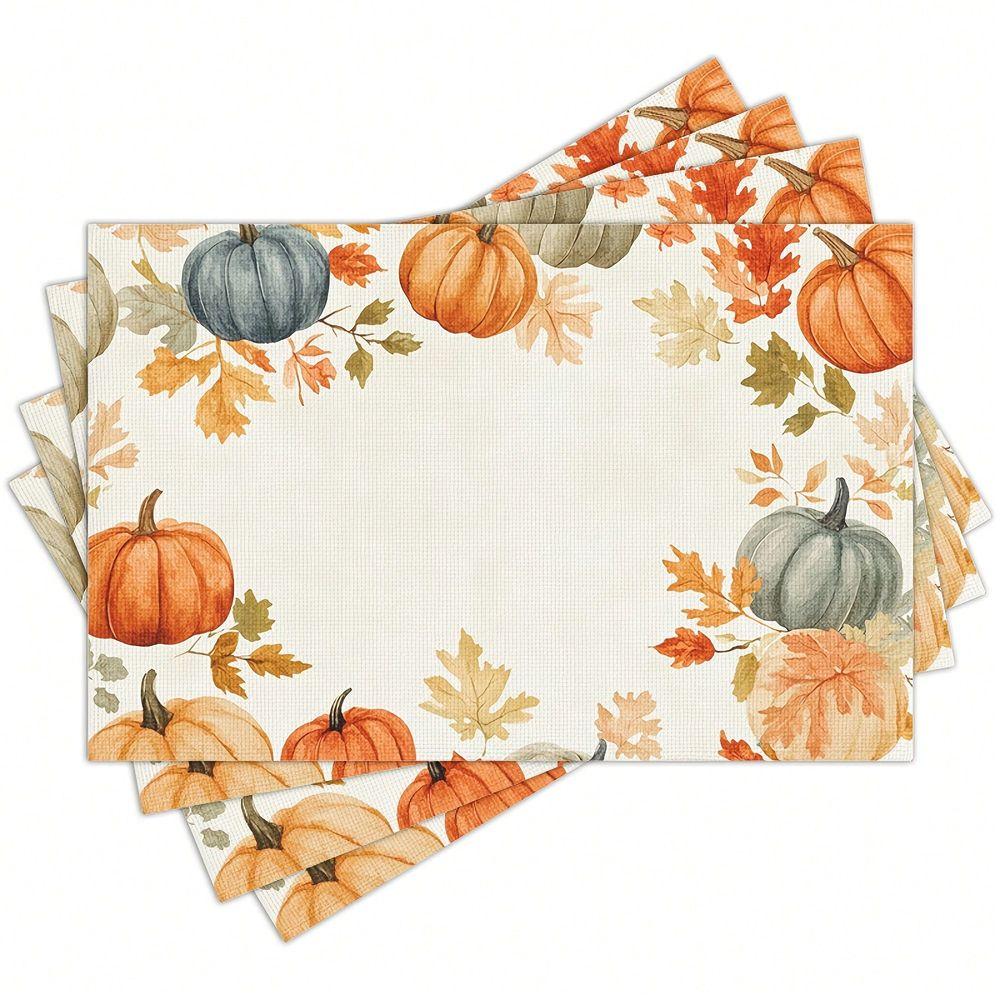 Placemats 6pc Set Of Placemats Autumn Pumpkin Decorative Table Mats 12x18 Inches Suitable For Kitchen Restaurant Decoration Ho