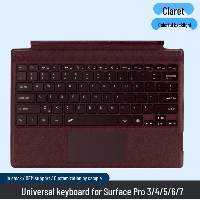 Microsoft Surface Pro Series Thin Light Bluetooth Magnetic Keyboard with Colorful Backlight