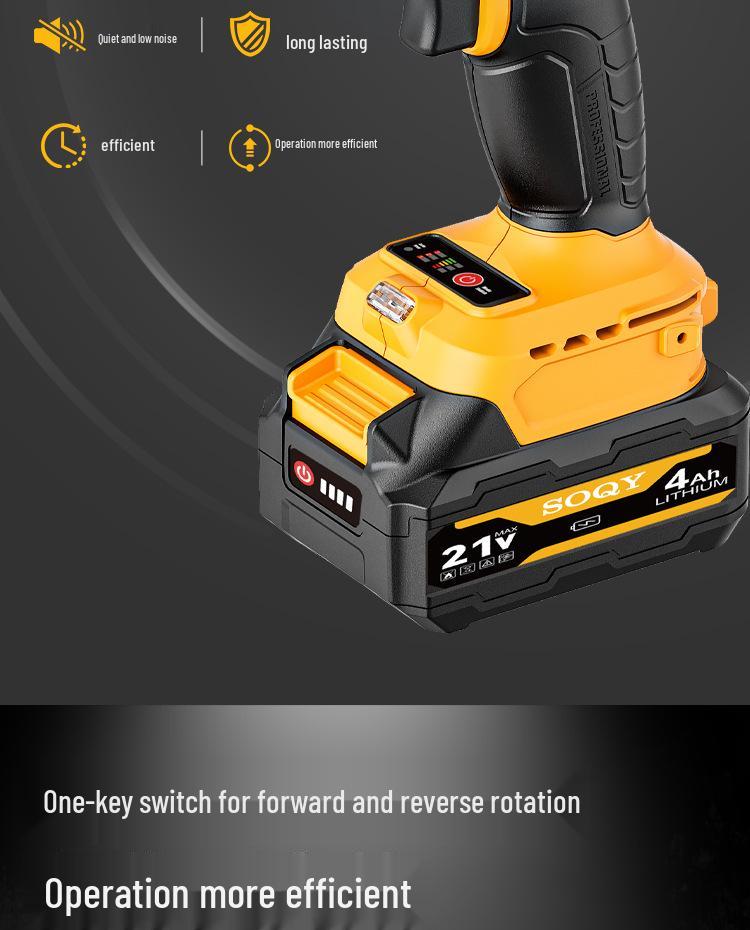 Rechargeable Electric Impact Wrench with High Torque Brushless Motor and Lithium Battery