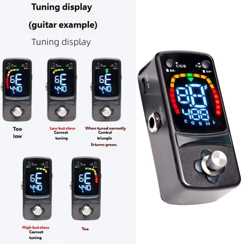 Portable Chromatic Tuner Pedal Covering A0 to C8 Range Digital Guitar Pedal Tuner for Guitarists and Musicians
