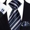 Luxury Navy Royal Blue Mens Tie Hanky Cufflinks Set Jacquard Woven 8cm Necktie for Male Wedding Business Party Accessories Gift