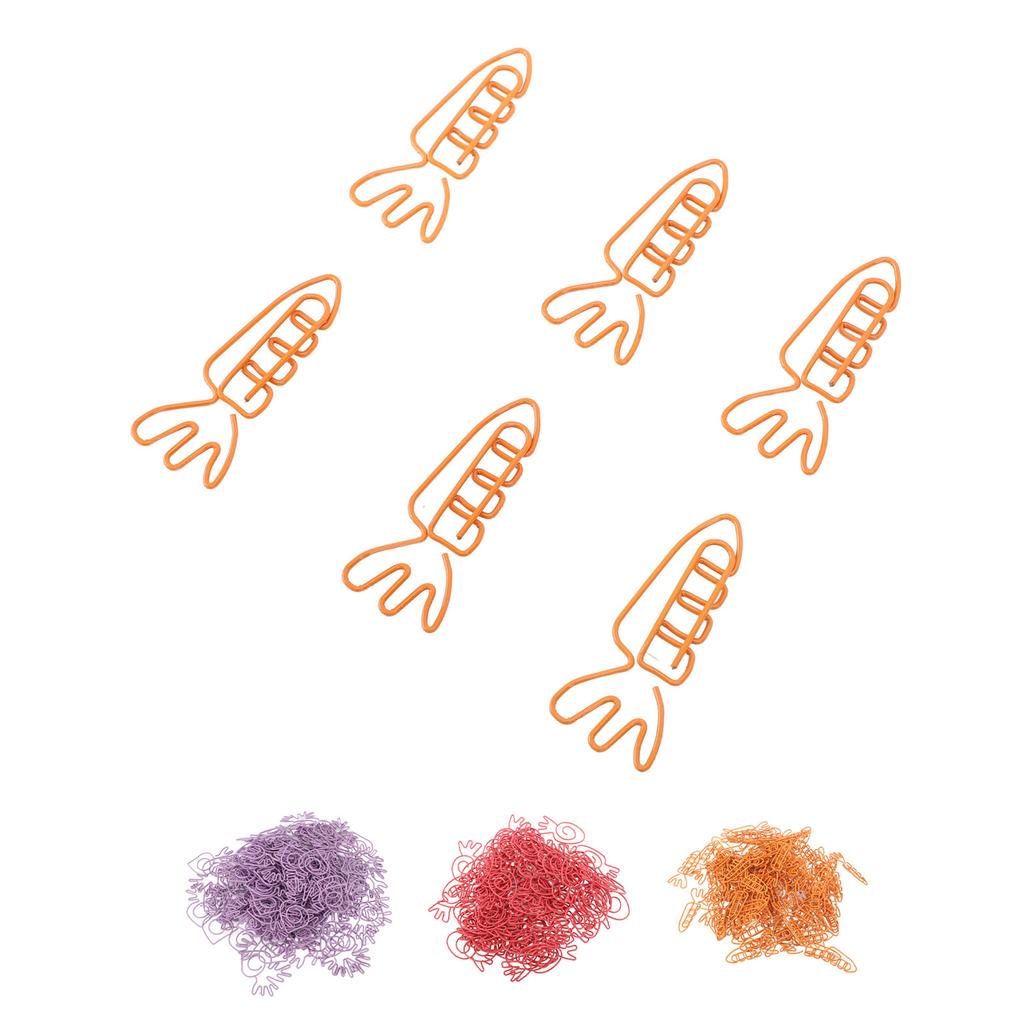 100Pcs Carrot Paper Clips Carrot Shape Strong Metal Anti Slip Rustproof Cute Paper Clips for Documen