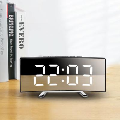 1 Set Electronic Clock LED Curved Screen Digital Alarm Clock Sleek Design 24H Snooze Clock for Home Bedroom