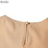 ZANZEA Women Casual Round Neck Loose Long Sleeve Muslim Long Dress