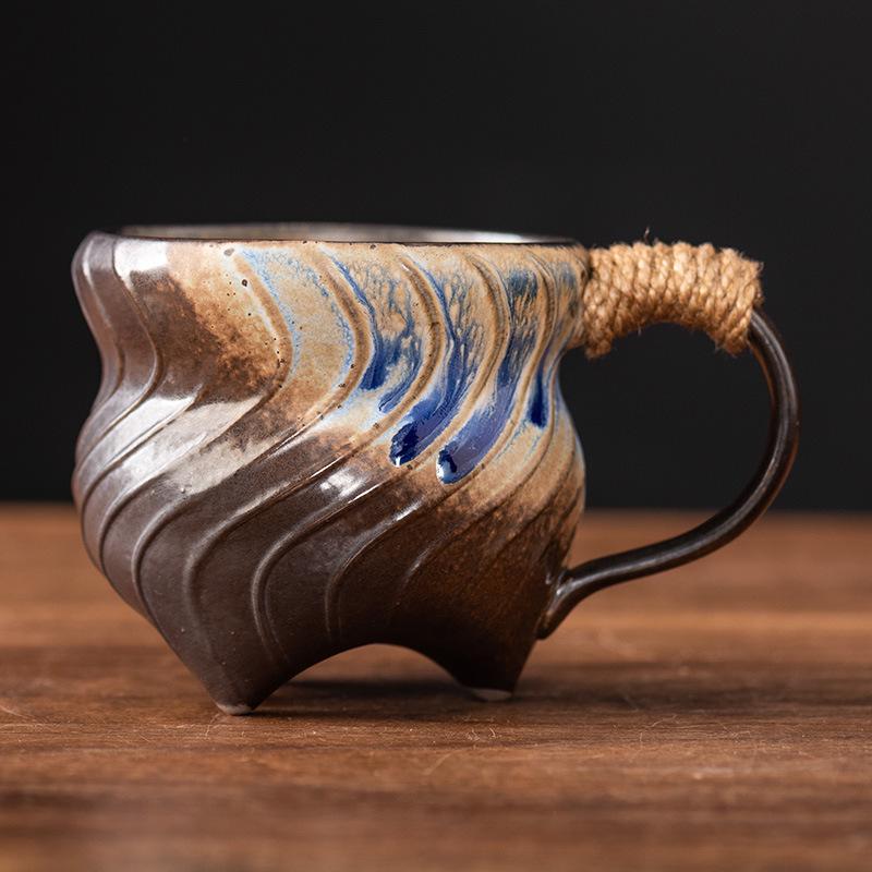 Irregular Retro Ceramic Coffee Mug - Unique Kiln-Changed Design