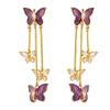 Purple Crystal Butterfly Stud Earrings - Elegant Women's Versatile Design