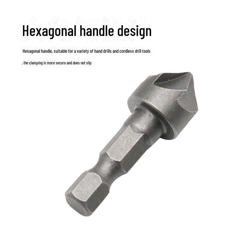 90-Degree Six-Blade Chamfer Countersink Woodworking Tool Accessory