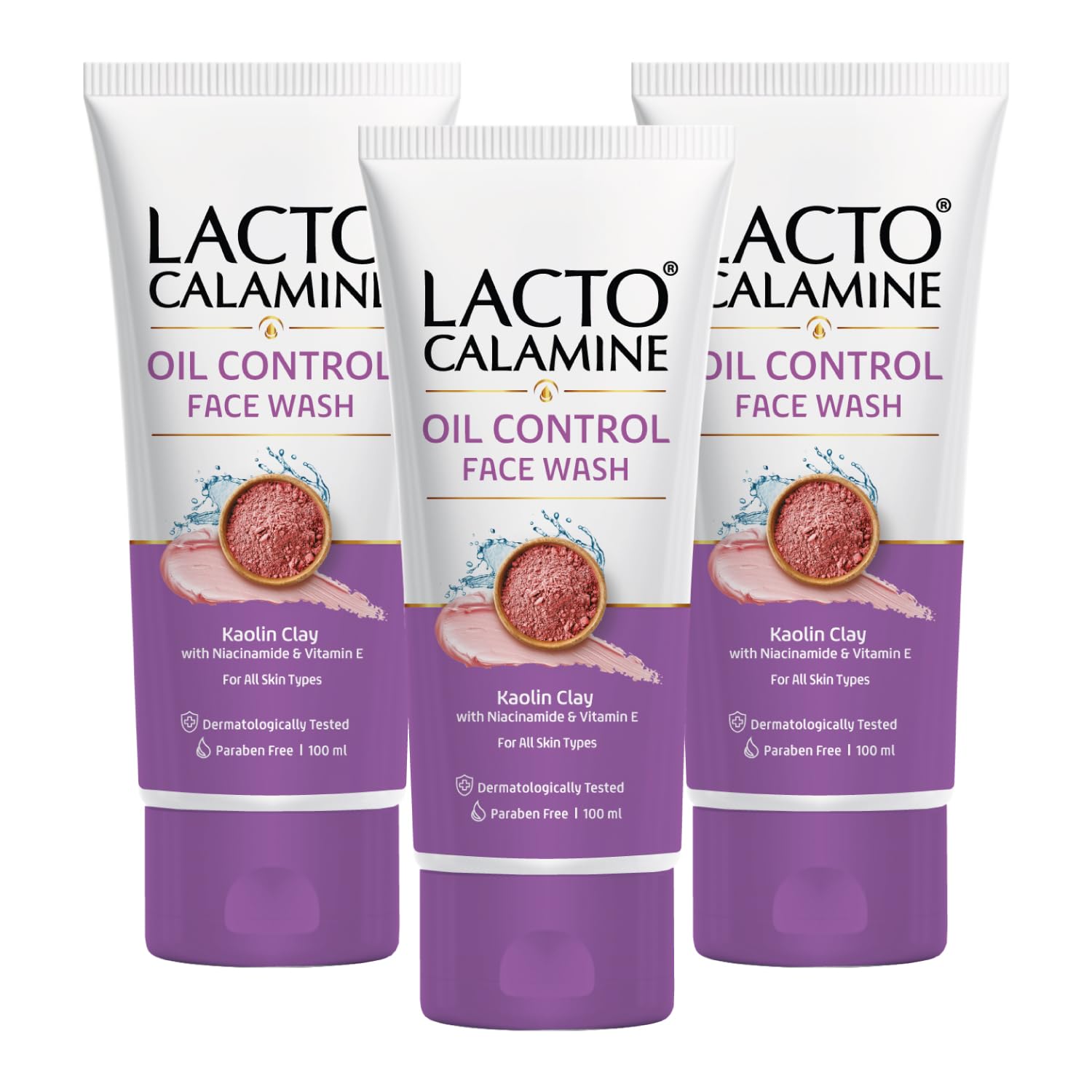 

Lacto Calamine Очищающее средство для лица для жирной кожи 100 мл Набор из 3 штук Очищающее средство для контроля жирности с каолиновой глиной Ниацинамид Витамин Е