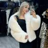 VAYLA Women Elegant Large Lapel Fox Fur Coat Female Fluffy Casual Long Sleeve Jacket Autumn Winter Thick Warm Faux Fur Coat