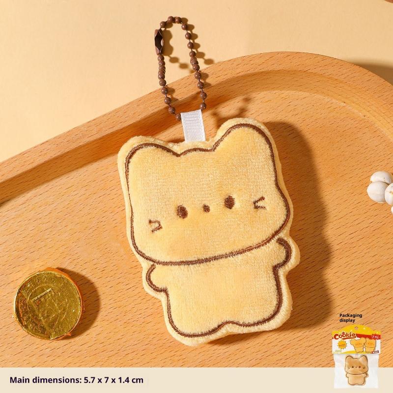 1/2Pcs Cute Cartoon Simulation Biscuit Bear Plush Pendant Keychain Kawaii Stuffed Doll Backpack Pendant Decorative Accessories