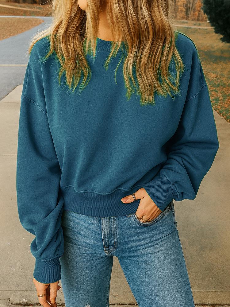 Casual Round Neck Long Sleeve Pullover with Pocket Mesh Fabric Multicolour Womens Sweatshirt Daily Wear Comfortable Casual Style for Daily Outfits