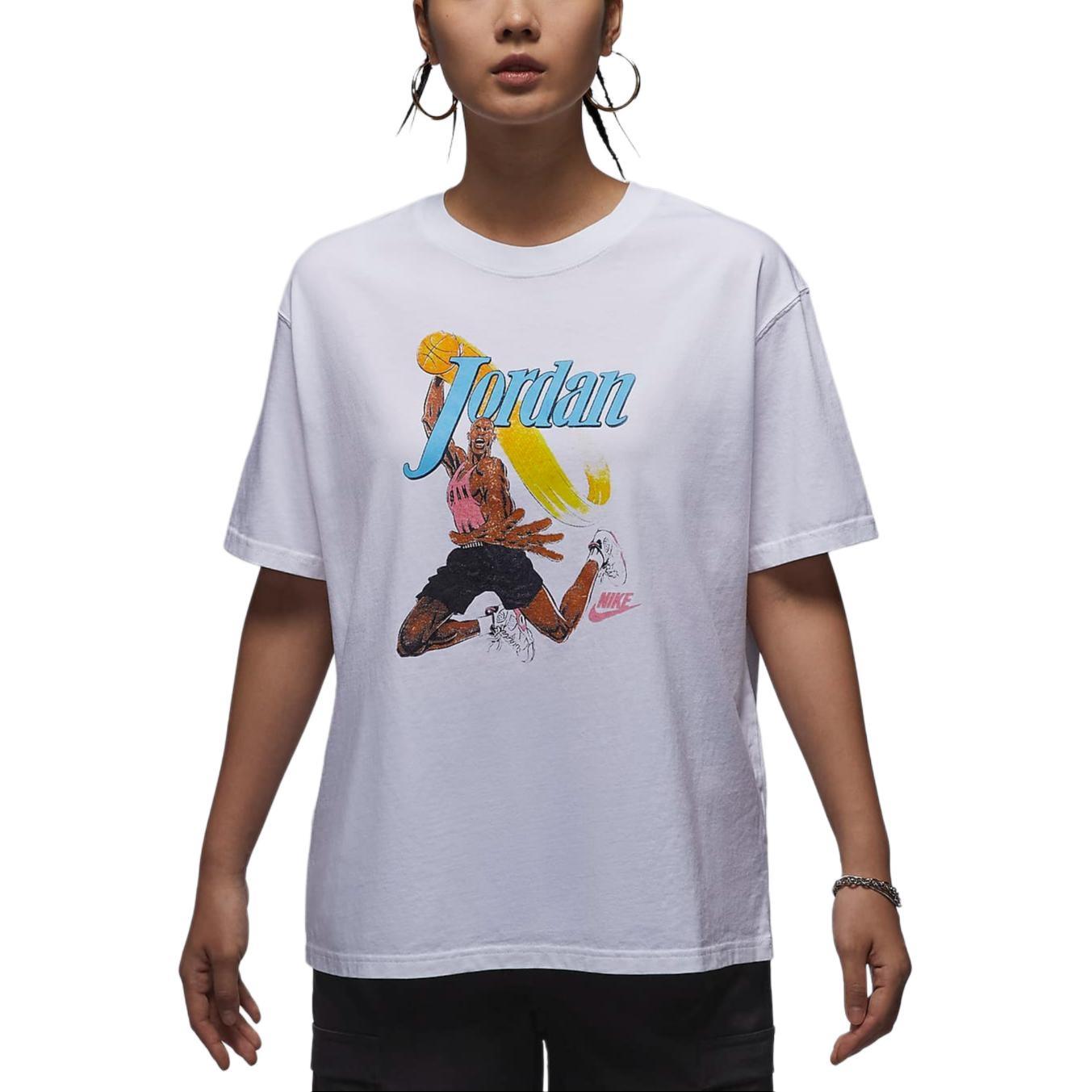 (WMNS) Air Jordan Graphic T-shirt Asia Sizing White Women s FV7123-100 L